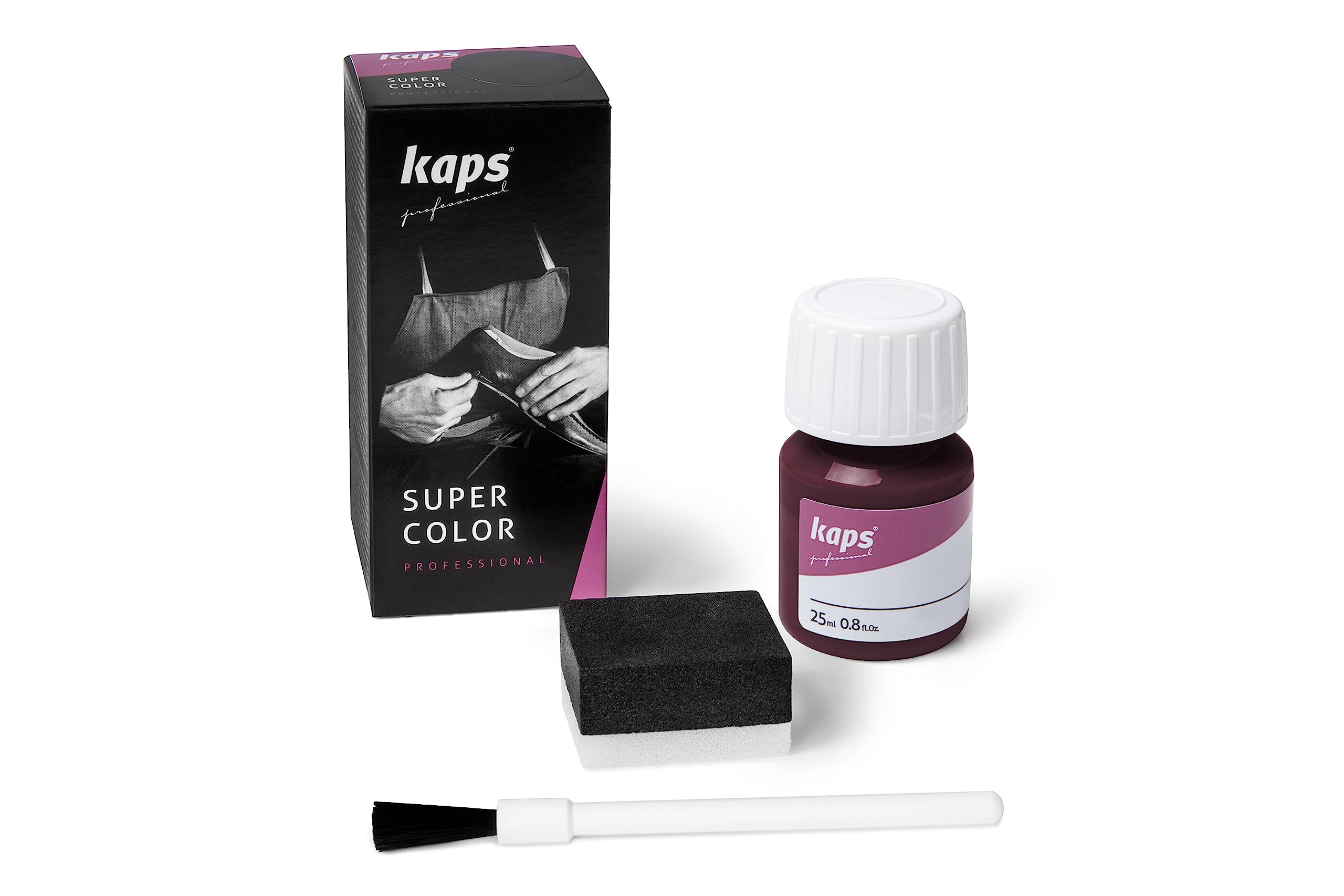Tinte para Zapatos y Bolsos de Cuero y Textil con Esponja y Brocha, Kaps Super Color, 70 Colores (117 - azul marino) — view 70