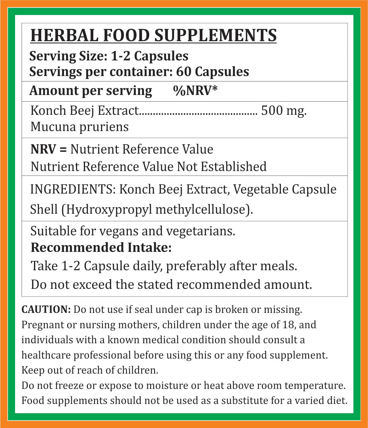Konch Beej (Mucuna Pruriens) Extract Capsules | 100% Herbal & High Potency | 500 mg. | Supports Strength, Stamina & Vitality | Pack of 60 Veg. Capsules — Amazon image 5
