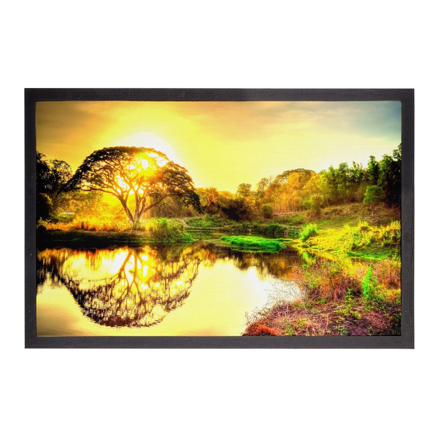 Paillasson coucher de soleil sous les arbres tapis d'entrée nature 75x50cm