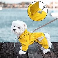 Vista 5 de Chubasquero para Perro, Chaqueta de Lluvia Impermeable para Perro con Capucha, Abrigo de Lluvia con Agujero para Correa, Correa Reflectante