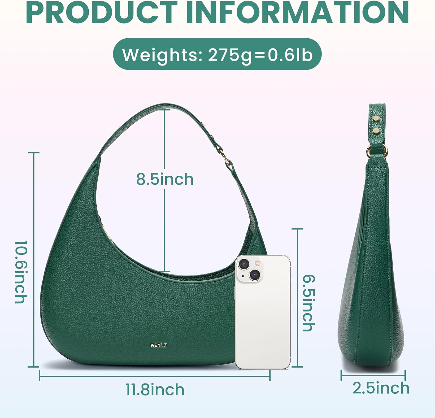 Keyli Shoulder Bag for Women Trendy Casual Leather Shoulder Purses lightweight Handbags Clutches with Zipper closure - Image 4