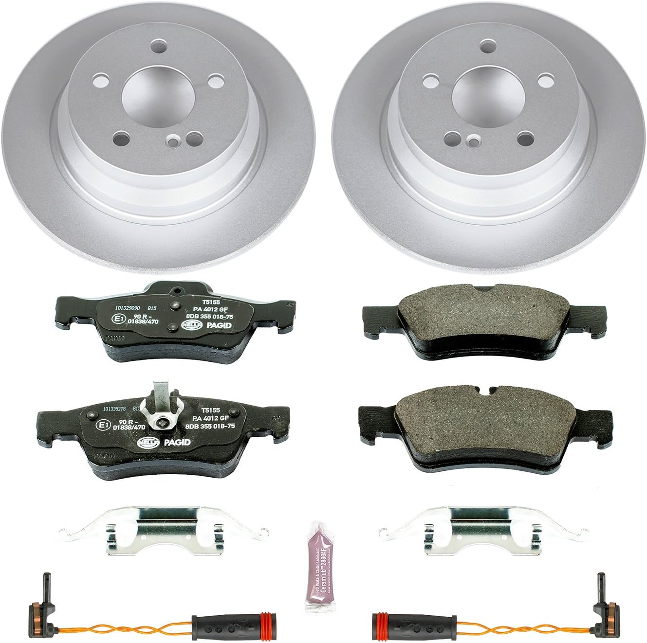 Power Stop ESK5320 Rear Euro-Stop Brake Kit Mercedes and 2 Rear Sensor Wires For Mercedes-Benz E320 2003-2009, Mercedes-Benz E500 2004-2006 [Model Specific]