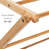 Vista 7 de Estante de secado plegable de bambú – Soporte de secado de ropa plegable para uso en interiores y exteriores – Perchero de ropa que ahorra espacio