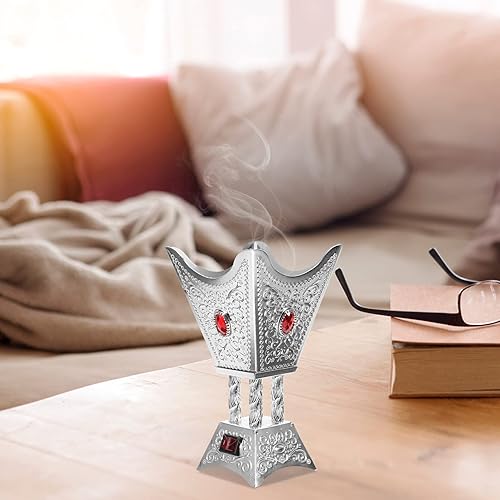 Miniatura 3 de Quemador eléctrico de Oud portátil, quemador de incienso de metal, antigüedad, soporte para incensario de escritorio, centro de mesa