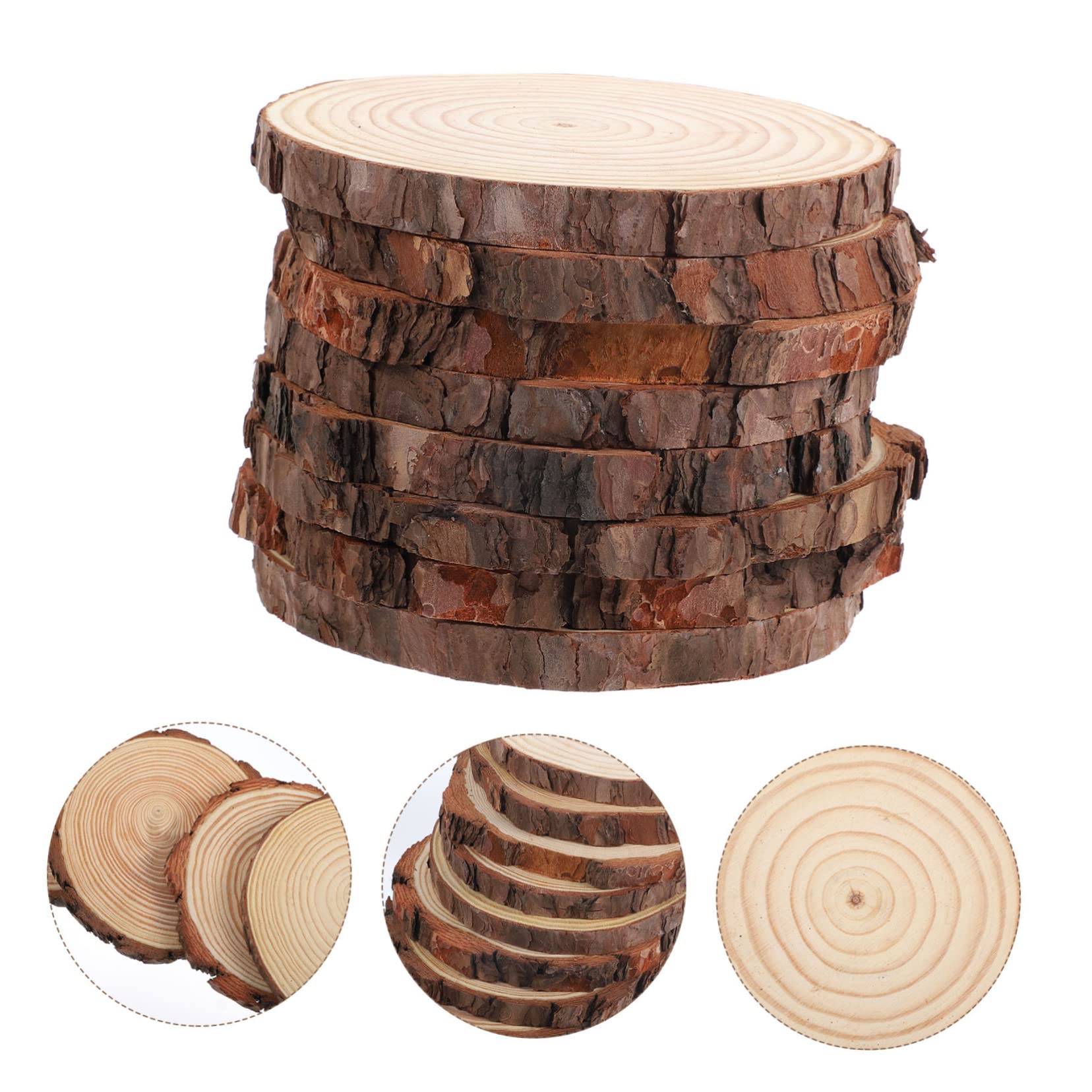 TEHAUX 8stücke Unbehandelte Holzscheiben Für Bastelarbeiten Natürliche Runde Holzscheiben Als Untersetzer Dekoration Für Hochzeiten Weihnachten Und Feste Dicke