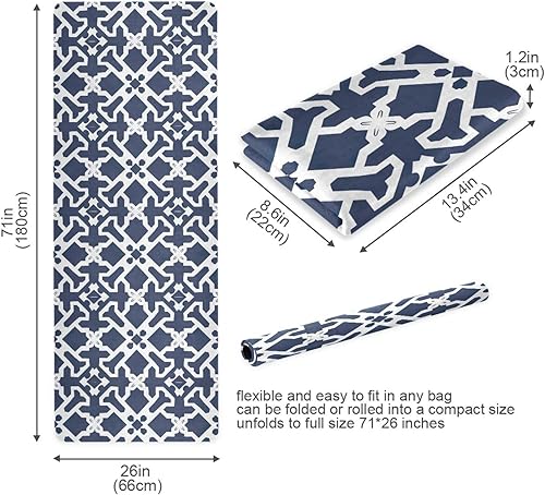 Miniatura 5 de Tapete de yoga con patrón de cuadros oscuros con bolsa incluida, tapete de entrenamiento antideslizante, tapete de yoga de goma de gamuza plegable