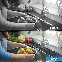 Vista 3 de Derlights 30 inch Sink Splash Guard Mat,Silicone Faucet Handle Drip Catcher Tray, Longer Silicone Sink Mat for KitchenBathroom, Drip Protector Black