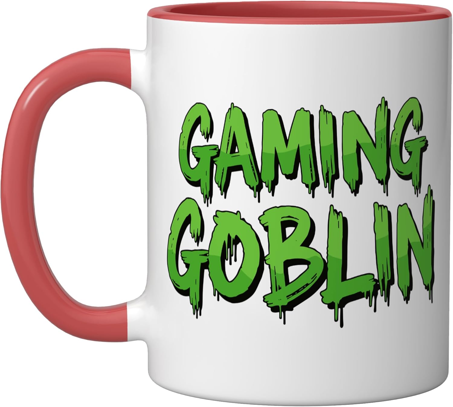 Gaming Goblin Funny MMORPG FPS MOBA Competitive Gamer Gear Ceramic Mug, Red/White