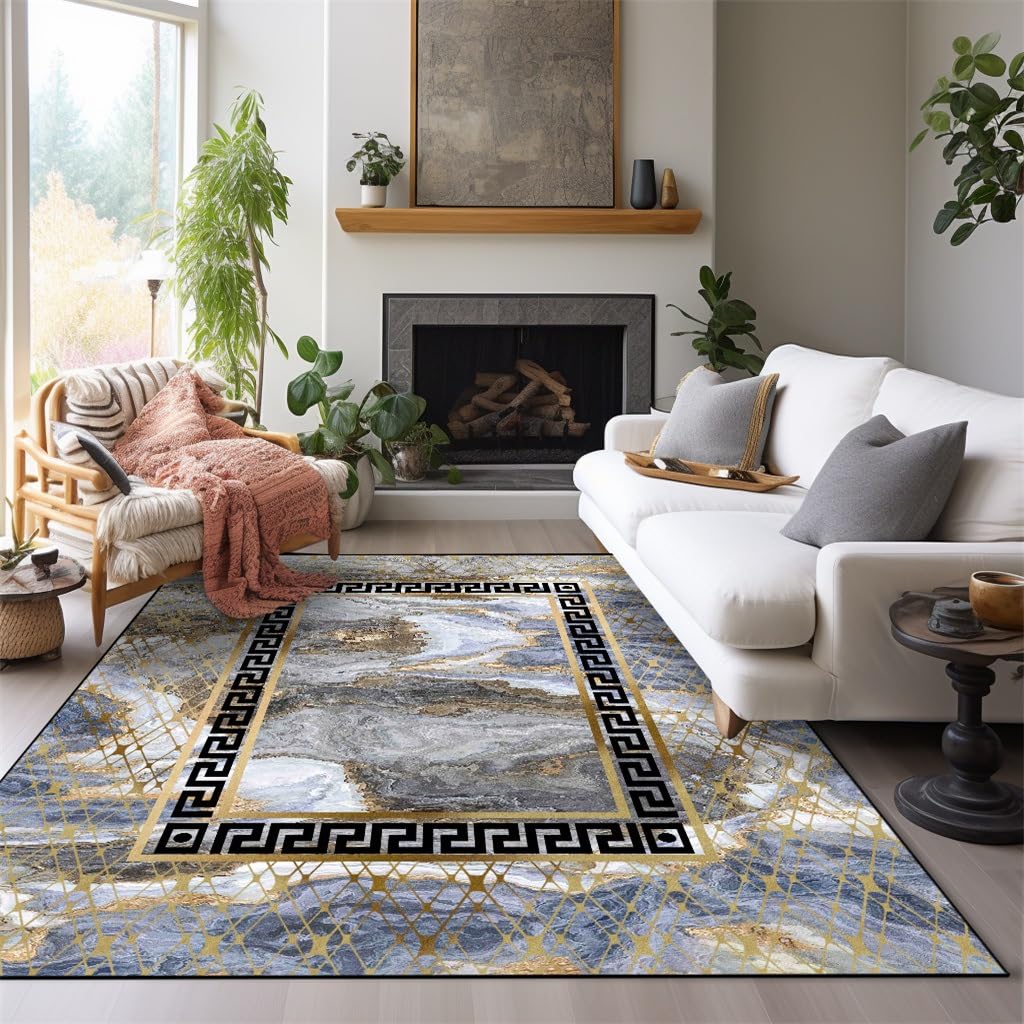 Tapis antidérapant lavable salon 110x190 doux gris