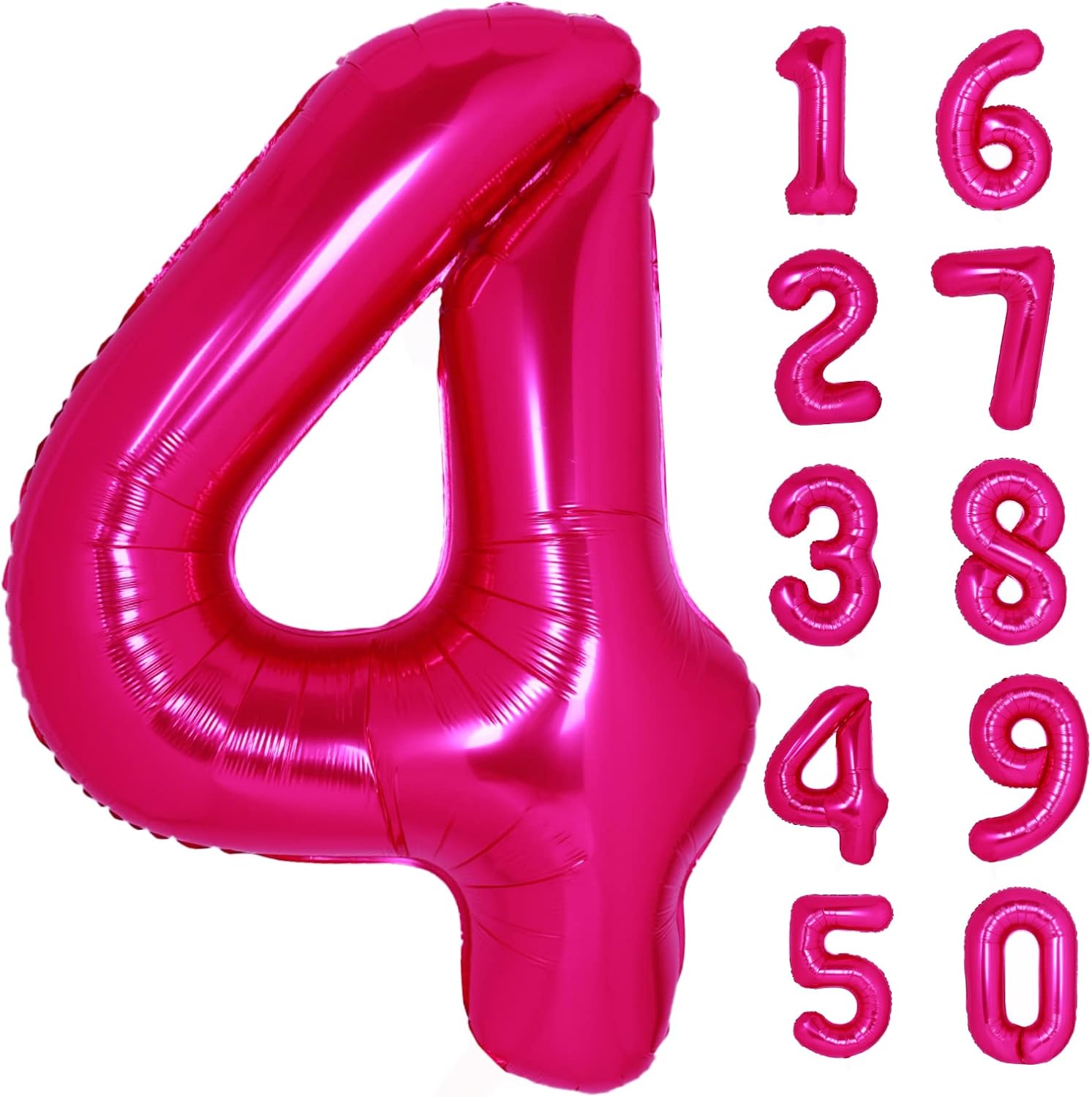 40 Inch Giant Hot Pink Number 4 Balloon, Helium Mylar Foil