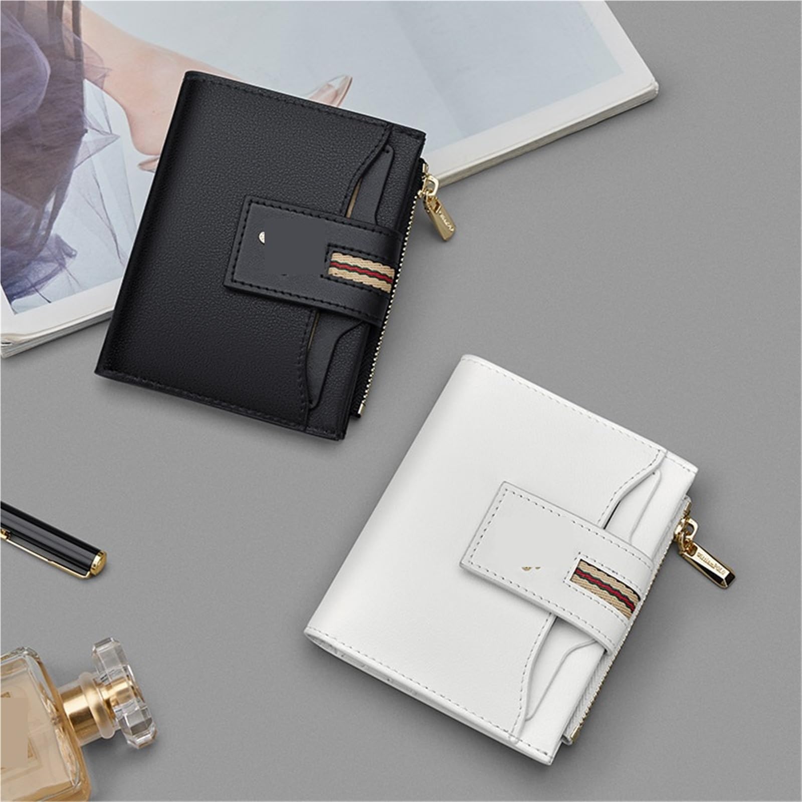 Portamonete Mini Porta carte da donna corto in pelle di vacchetta Portamonete personalizzato(White)