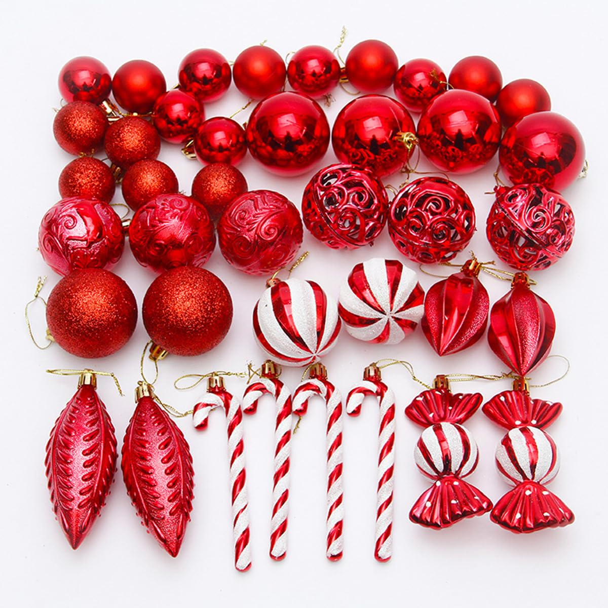 Weihnachtsbaumkugeln, 40PCS Weihnachtsbaum Dekorationen Set, Weihnachtskugeln Baum Dekorationen Kugeln Ornamente für Weihnachten Hängende Dekorationen (Rot)