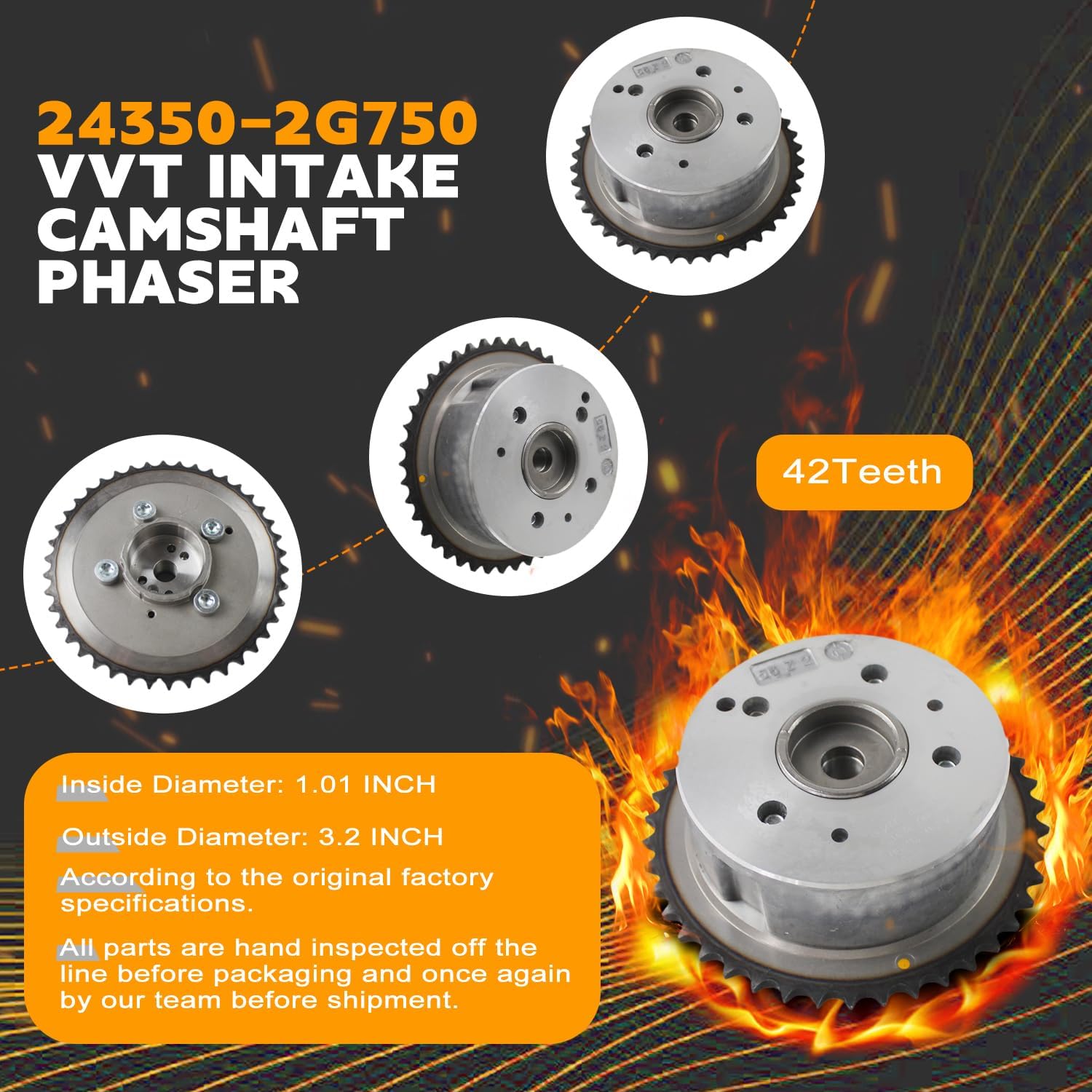 PANGOLIN 2PCS Intake & Exhaust Camshaft Adjuster VVT Timing Cam Gear 24350-2G750 24370-2G750 fit for KIA Sportage Tucson Optima Santa Sportage 2.2L 2.4L 3.3L