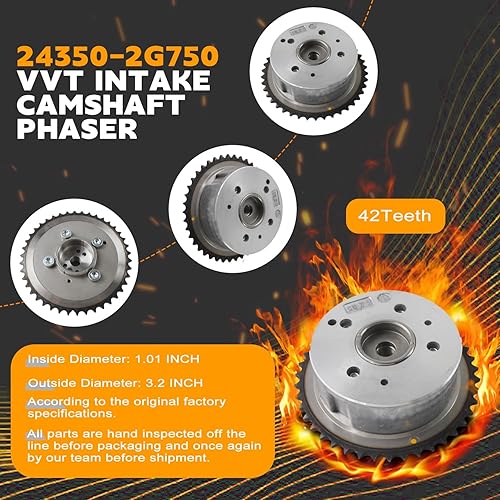 Miniatura 4 de PANGOLIN Ajustador de árbol de levas de admisión y escape, engranaje de leva de sincronización VVT 24350-2G750 24370-2G750 apto para Hyundai KIA
