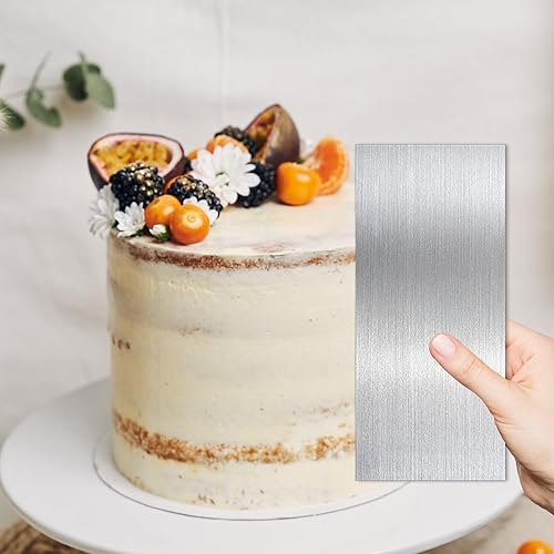 Miniatura 4 de Rascador de pasteles de metal de acero inoxidable de 10 pulgadas, raspador de pasteles de crema, raspador de tartas con borde estampado, borde de