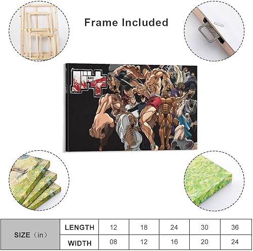 Miniatura 2 de Baki Hanma - Póster de anime para habitación de niños, pósteres geniales para pared, lienzo, decoración de pared, decoración del hogar, decoración