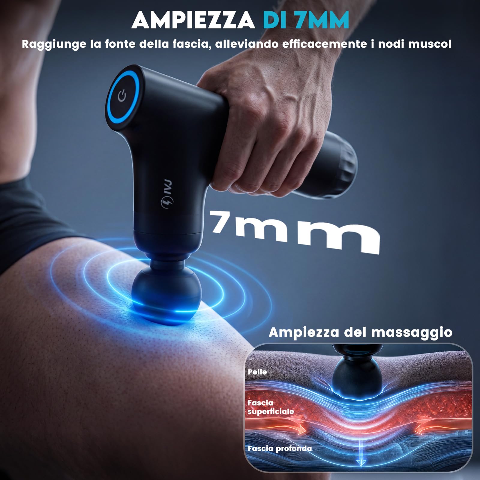 IVJ Pistola Massaggio Muscolare Profonda con Manico Allungabile