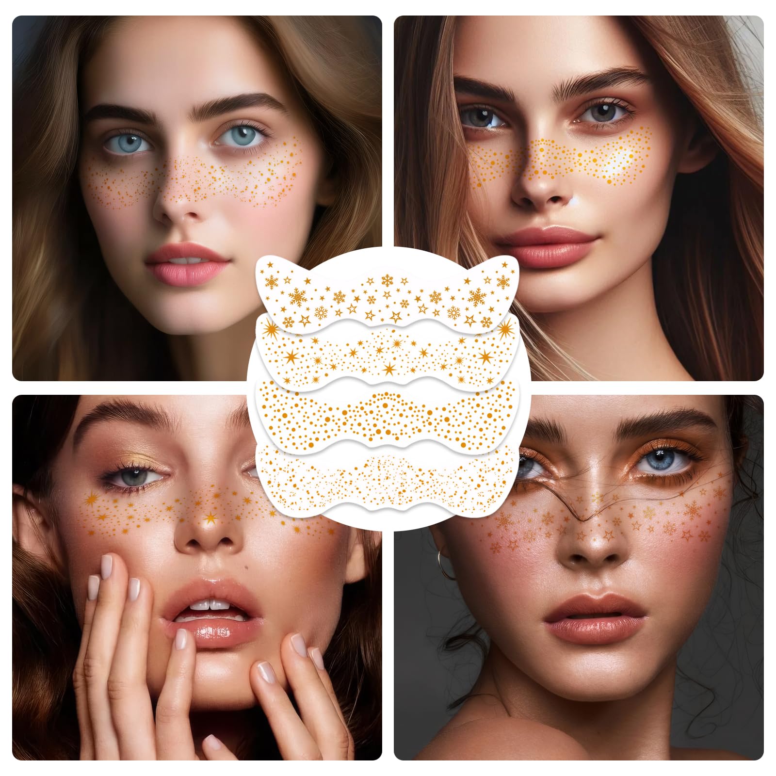 UICCVOKK 8 Pcs Glitter Freckles,Face Tattoos,Sparkle Freckle - Image 2