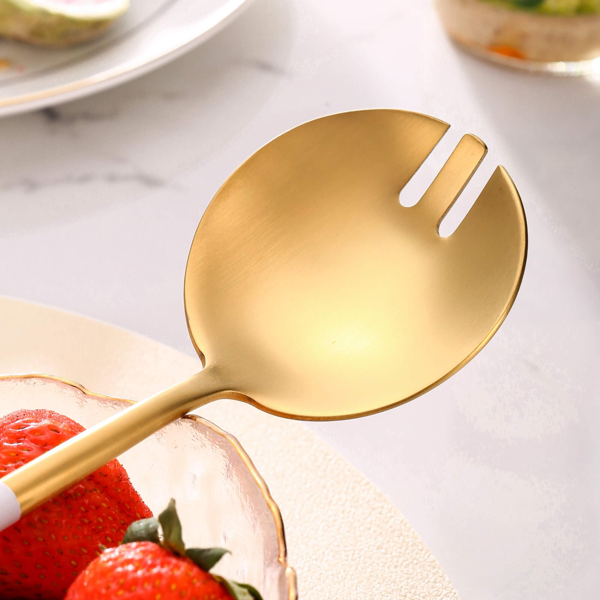 Lemeya Gold Salad Servers - Stainless Steel -5 Lemeya Gold Salad Servers - Stainless Steel -5