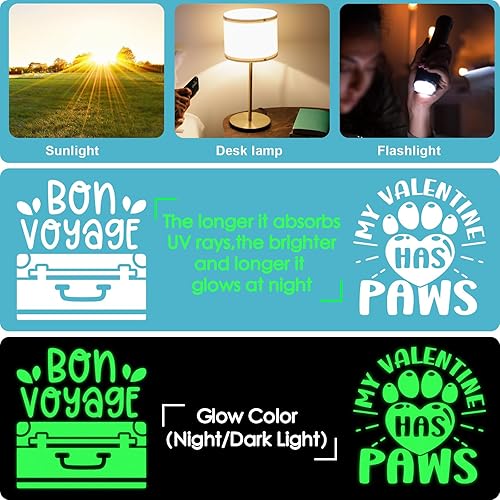 Miniatura 7 de WRAPXPERT Vinilo blanco que brilla en la oscuridad, rollo de vinilo adhesivo permanente que brilla en la oscuridad para envoltura, calcomanías,