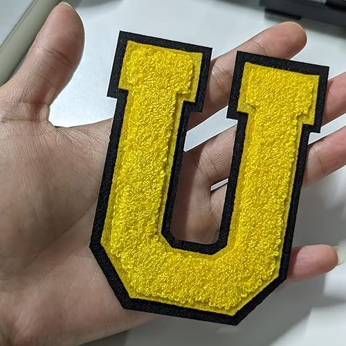Miniatura 20 de 2 parches de letras de felpilla termo-adhesivas de 4.5 pulgadas, parches de letras universitarias con puntada de felpilla roja/blanca para ropa (H)