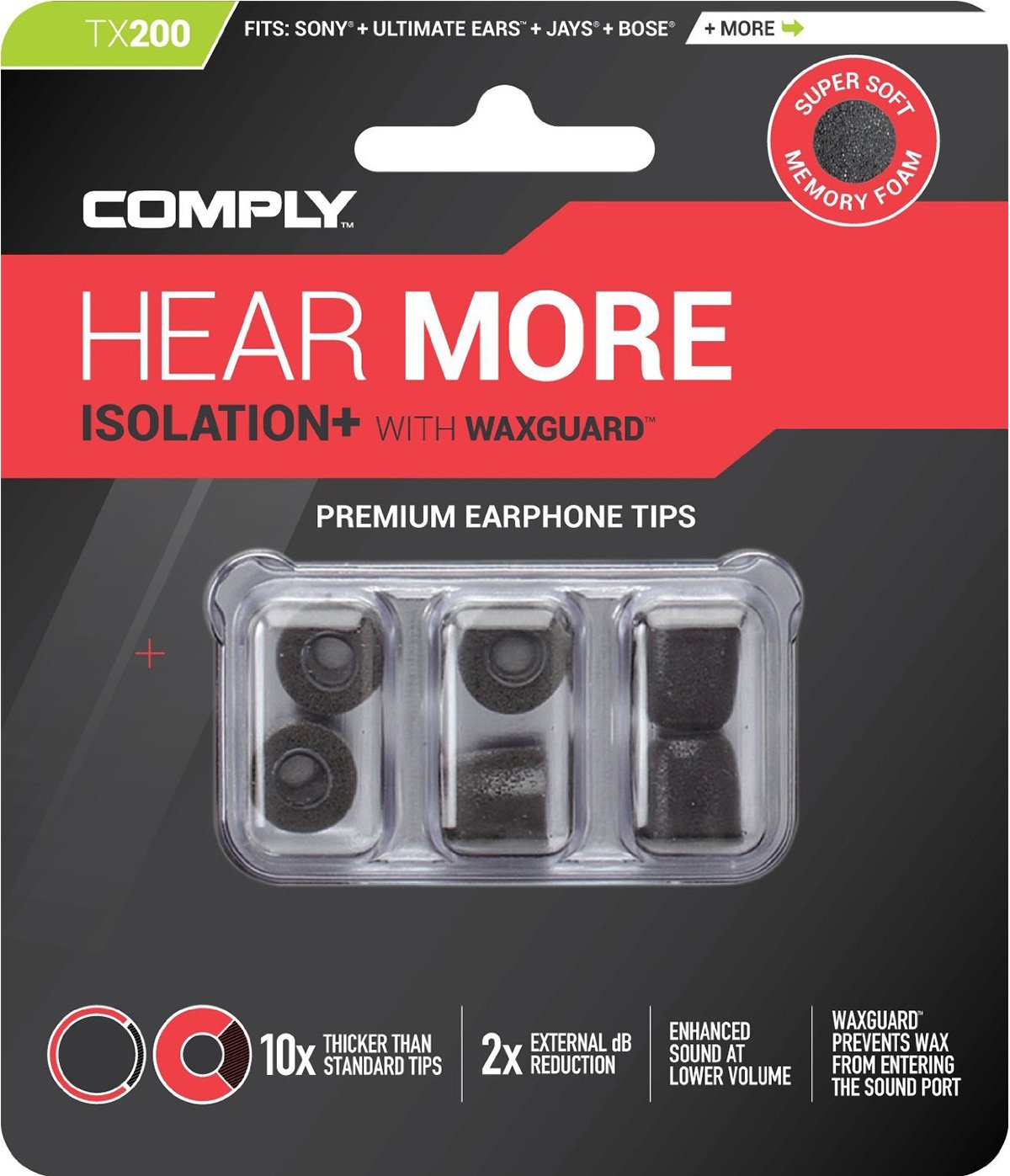 Amazon | COMPLY (コンプライ) イヤホンチップ Tx-200 ブラック S