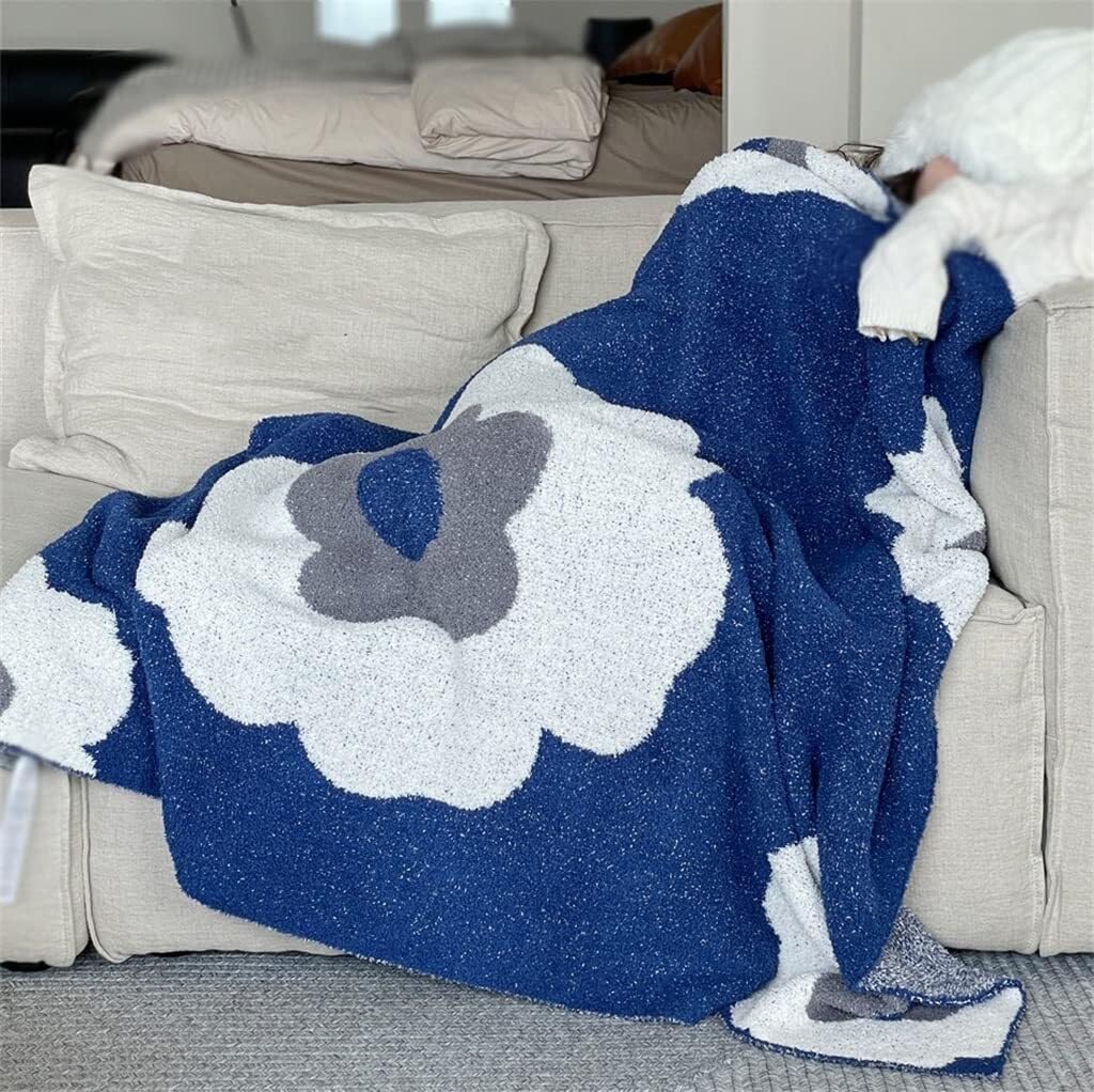 Coperta Super Morbida Coperta Lavorata a Maglia con Bellissimi Fiori Tessili per la casa Copriletto / 120 * 150 cm