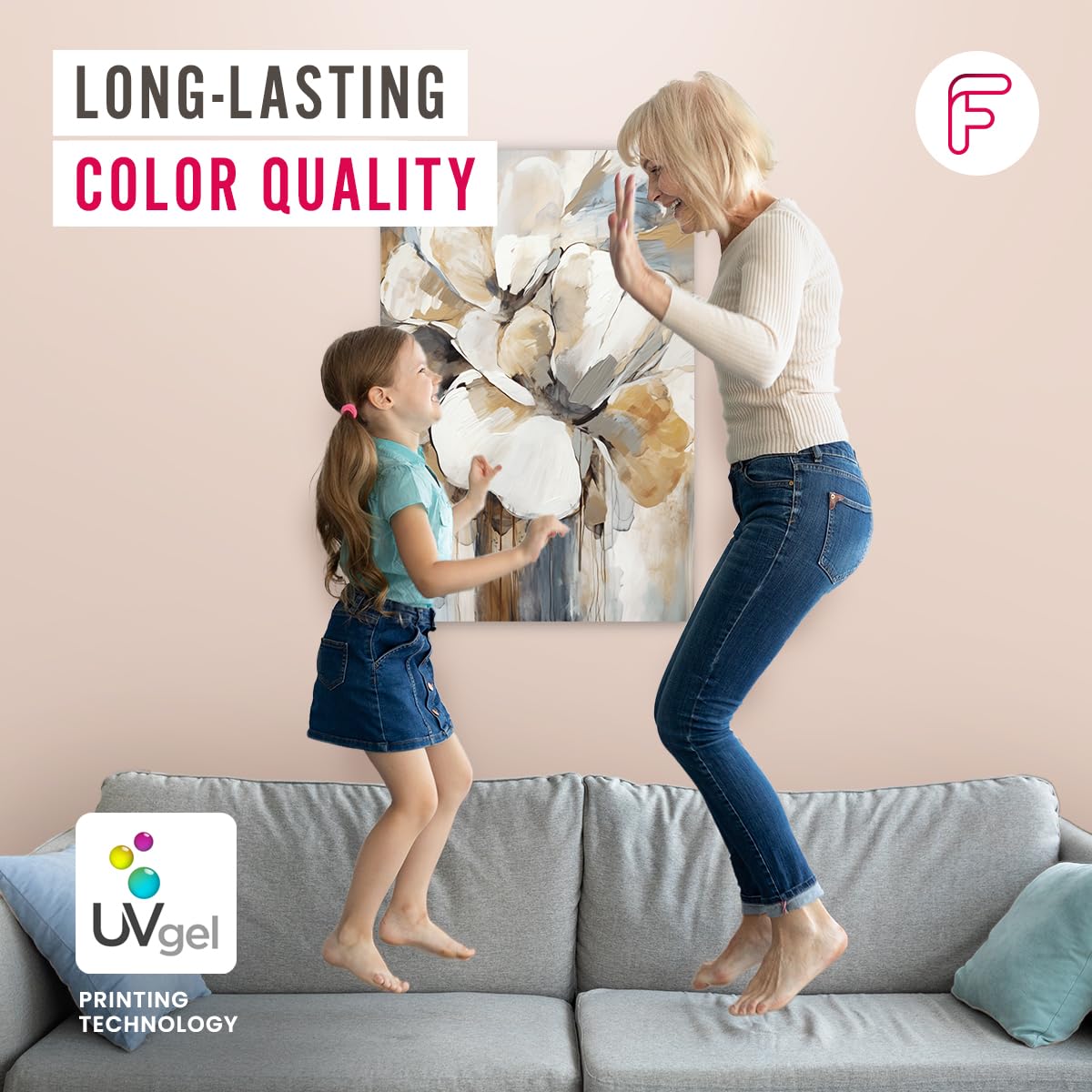 Feeby - Wandbilder Wohnzimmer 80x120 cm, Abstraktion Geometrie, Leinwand Bilder, Bilder für Schlafzimmer, Echter Gemalter Effekt, Moderne Wanddeko, Gemälde - Wie Gemalt Boho Beige