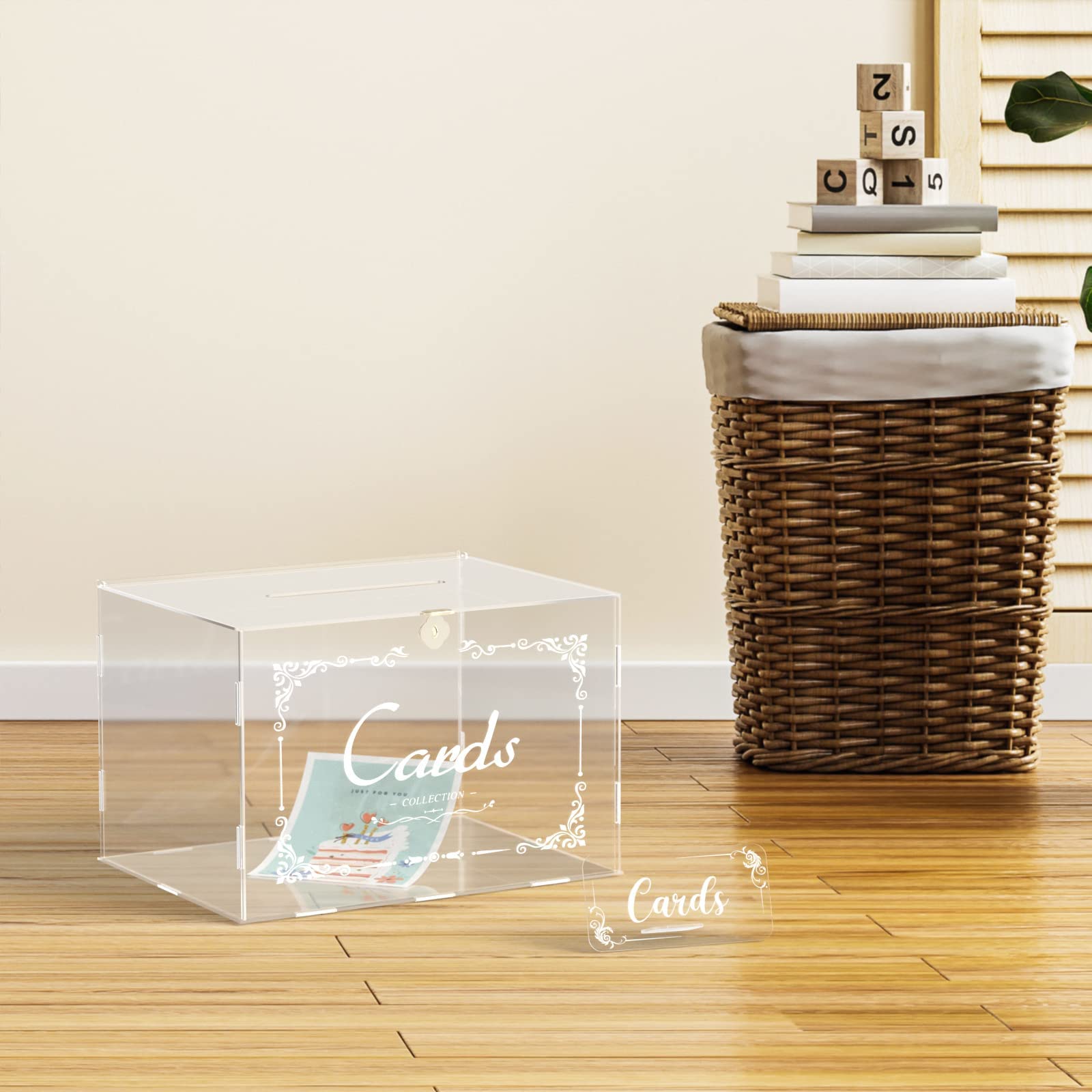 Caja de Tarjetas de Boda de Acrílico Transparente - Caja de Correo, Regalo de Dinero y Almacenamiento para Aniversario, Votación