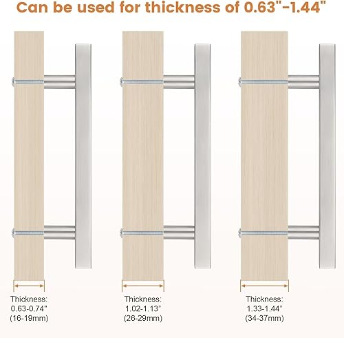 Miniatura 4 de Probrico Manijas para gabinete, acero inoxidable de 4 pulgadas (4.016 in), barra cuadrada en T, manijas de gabinete de cocina, tiradores de cajón