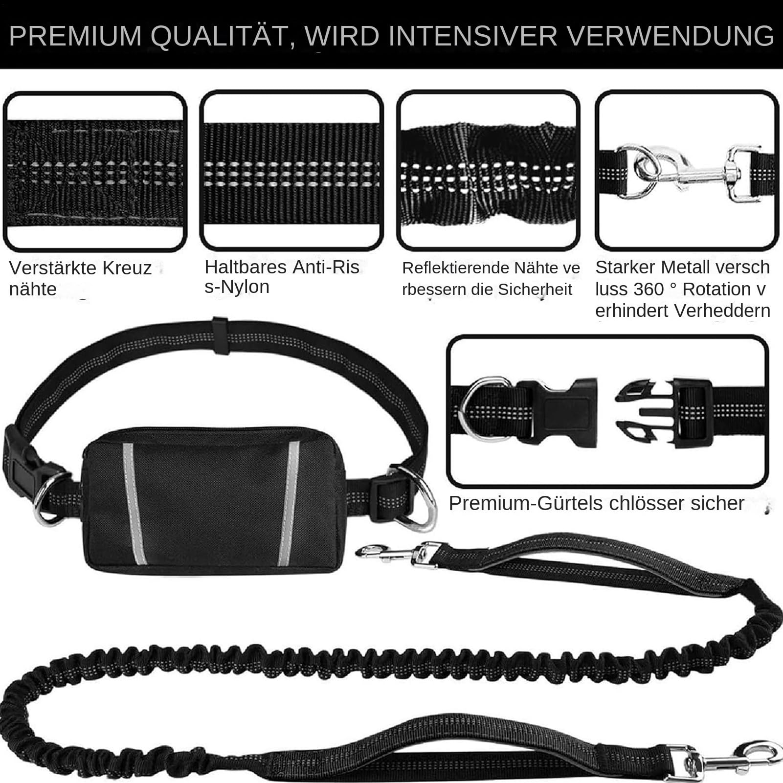 Longe Pour Chien Sangle Corde Chien Réfléchissante et Ajustable