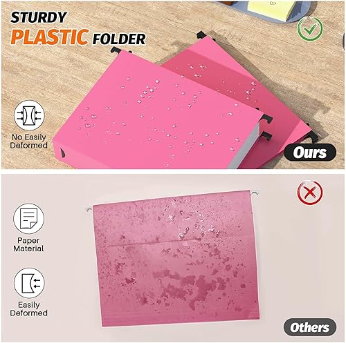 Miniatura 2 de Carpetas colgantes de plástico de capacidad adicional, paquete de 12 carpetas colgantes reforzadas, expansión de 2 pulgadas, carpetas de archivador