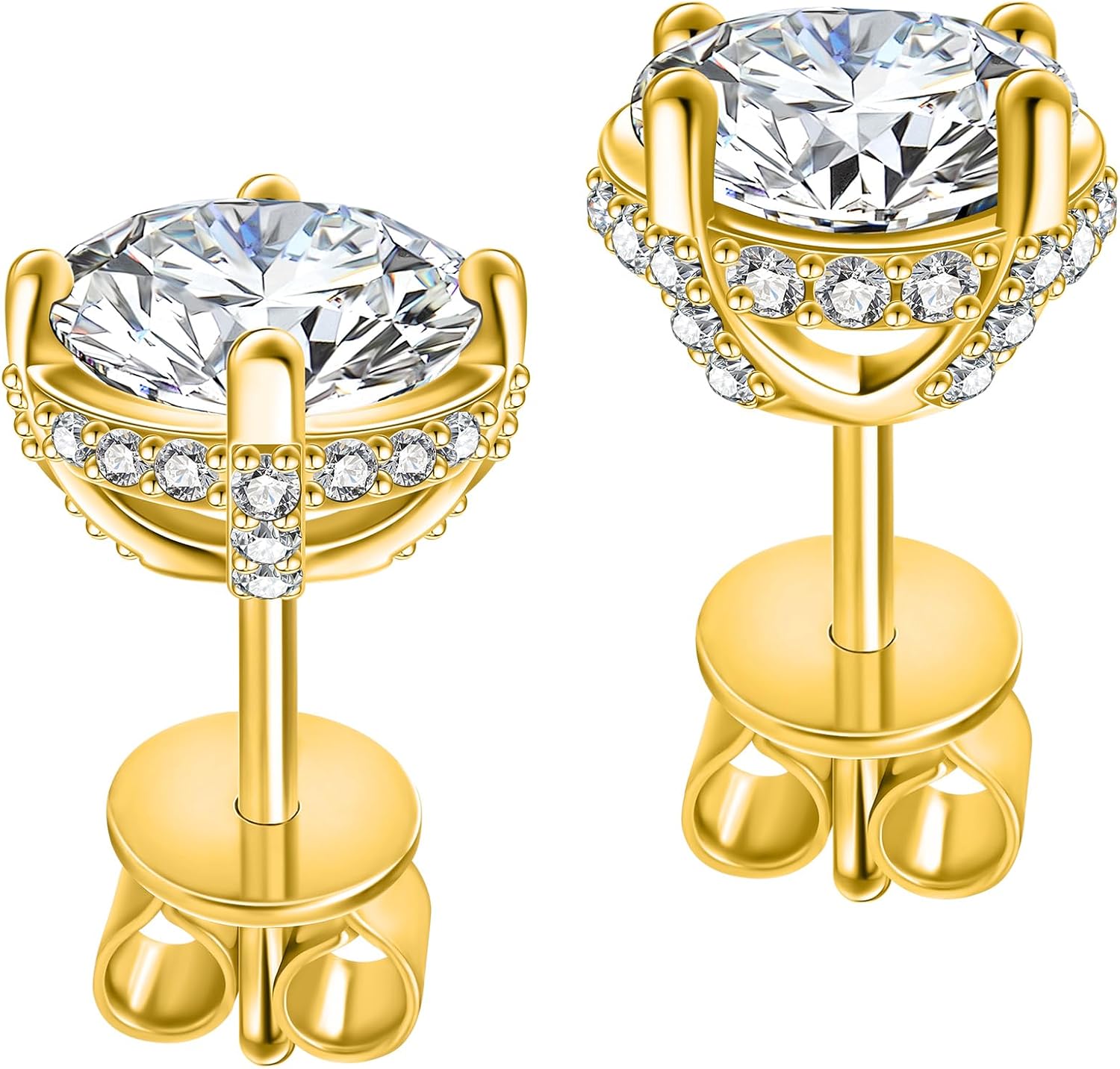 Moissanite Earrings Studs Sterling Silver Stud Earrings for Women 2 Carat S925 Earr...