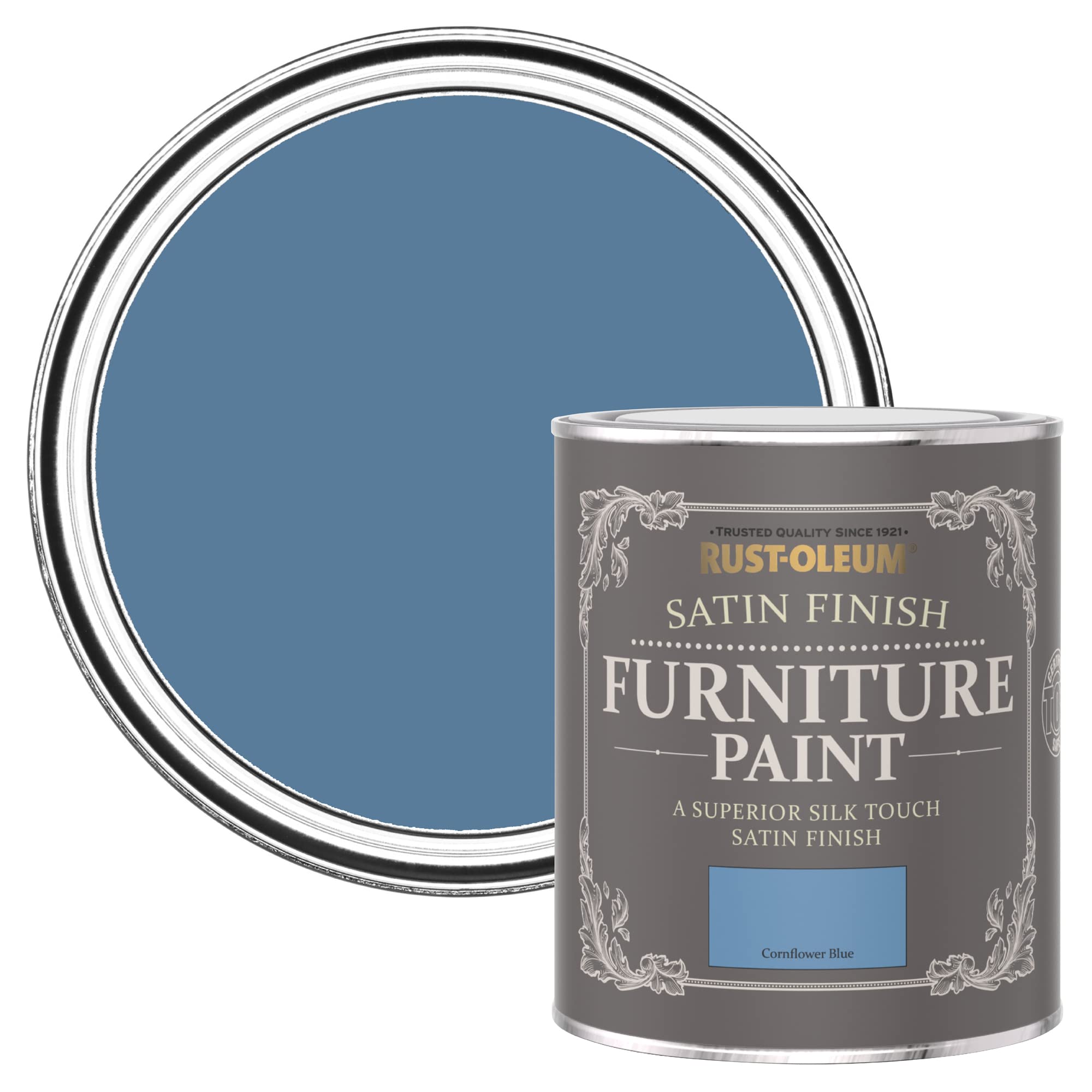 Rust-Oleum Blue Furniture & Skirting Board Paint in Satin Finish - Cornflower Blue 750ml