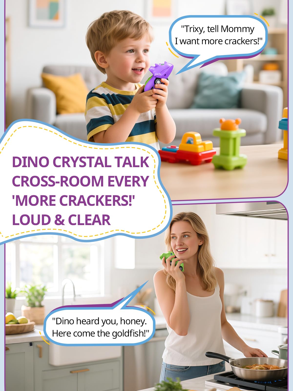 Inspireyes Walkie-Talkie Dinosauro per Bambini, Ricaricabili, Macchinine Giocattolo per Bambini e Bambine 3–7 Anni, Divertente Interno ed Esterno, Regalo di Compleanno e Natale per Bambini, Set da 2