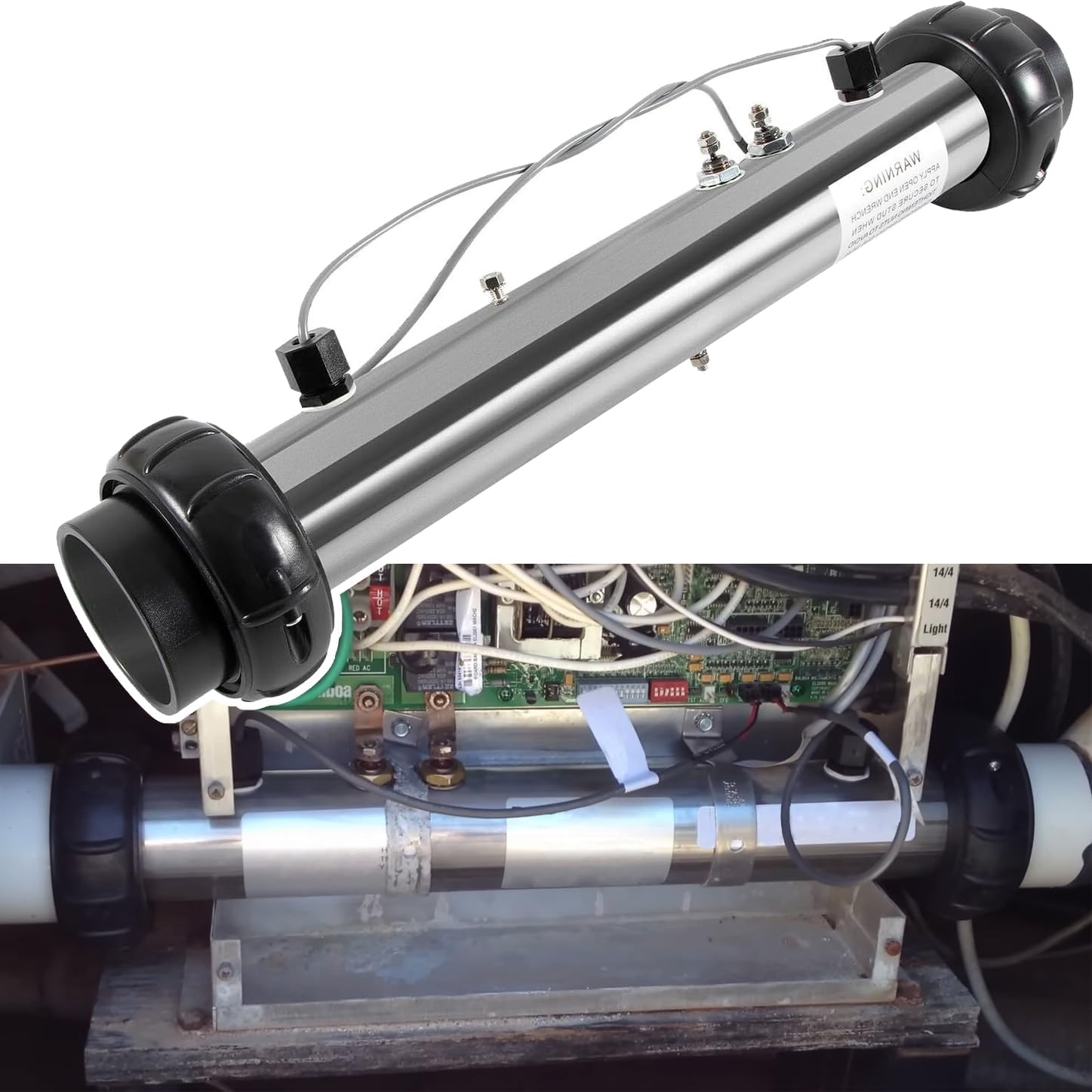 58083 Heater Assembly M7 Heater Manifold 5.5 KW 220 Volt W/Sensors 26-58083-K，26-0807-7S-KS，26-58083-7S-KS Fits for Balboa BP, VS, and EL2001 Control Systems 220 Volt