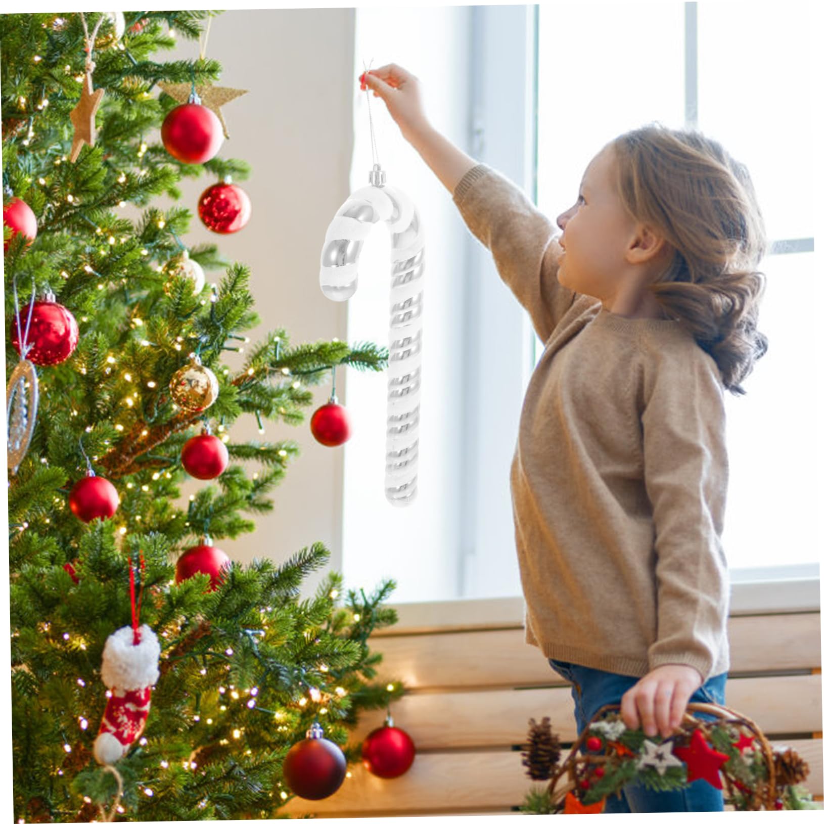 TOPBATHY 4 Stück Weihnachtsstock hängende Weihnachtsverzierung Süßigkeiten Weihnachtsschmuck Star for Christmas Tree Christbaum anhänger Weihnachtsdekorationen Weihnachtsanhänger Plastik