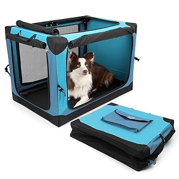 yoken Portable Soft Collapsible Dog Crate(Blue,L)