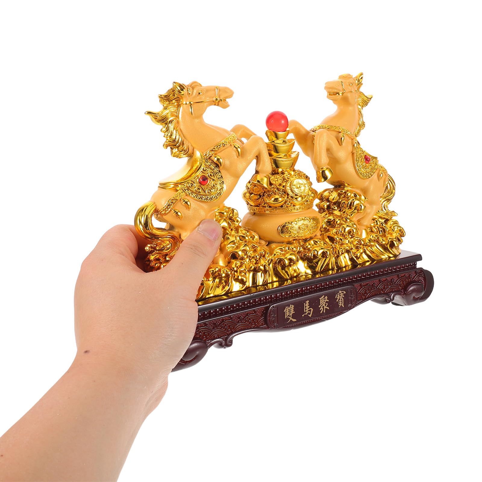 Kunstharz Pferdeornament Gold für Schreibtisch und Eingang