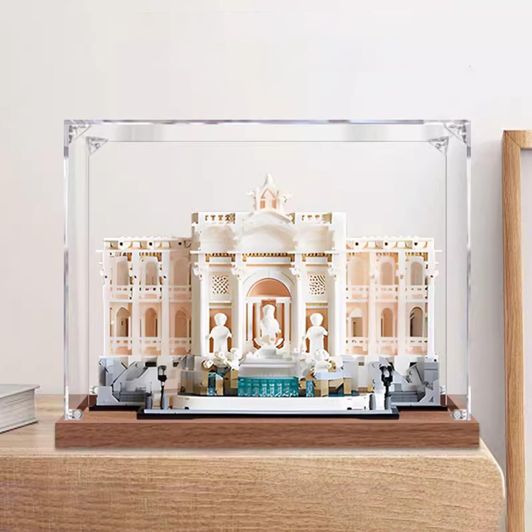 XNSHENGXAN Acrylic Display Case Compatible to Lego #21062 Trevi Fountain (15.7*7.8*11.8in), Display Cases for Collectibles, Sturdy Protection for Your Collectible,Wood Base,2MM