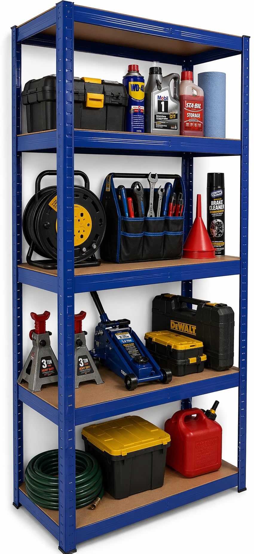 DIVCHI 5 Tier Storage Rack Heavy Duty Shelving Aluminium Garage Shelves Heavy Duty Shed Storage Racking Shelf For Warehouse Workshop & Office (Blue, Pack of 1)