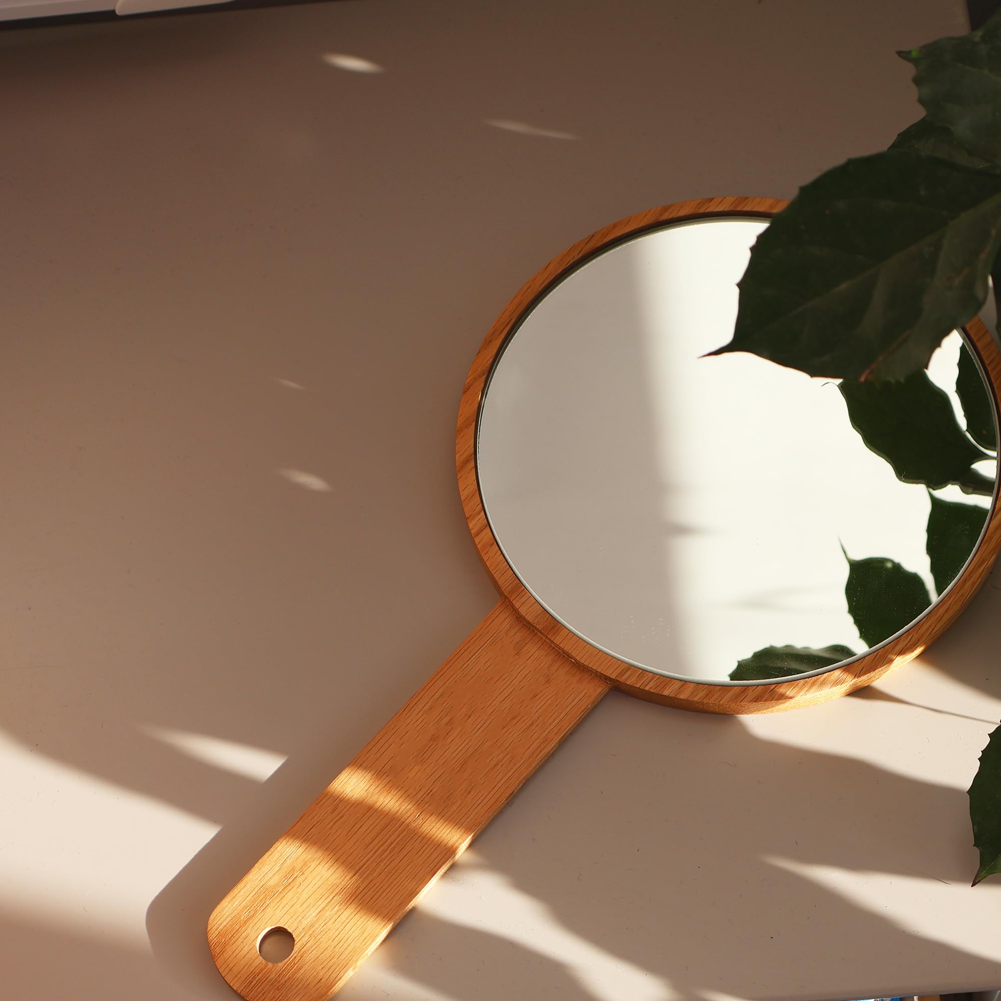 Amazon.co.jp: 手鏡大 ハンドミラーおしゃれ,オーク製卓上鏡ハンド 鏡