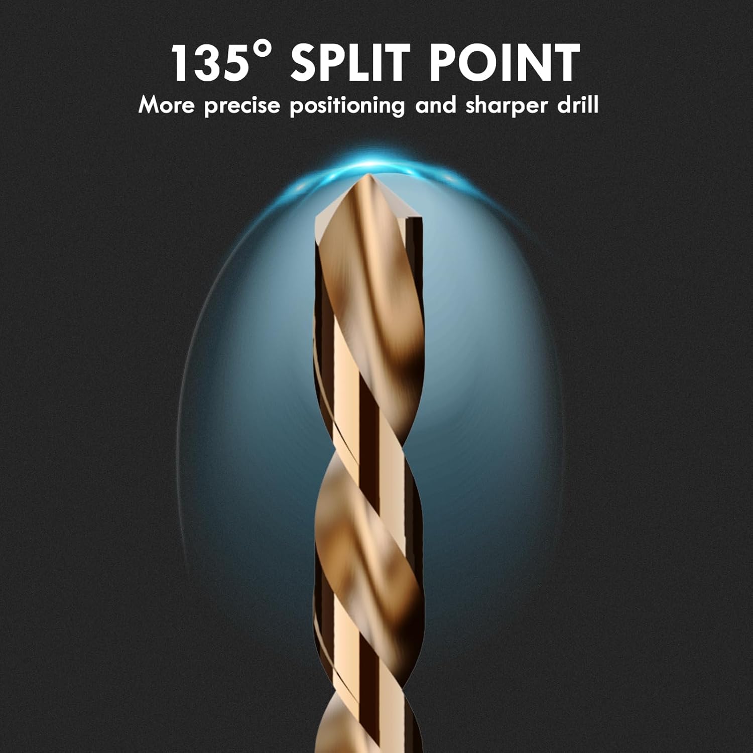 Cobalt Left Hand Drill Bit Set, 13Pcs M35 High Speed Steel Jobber Length Drill Bit Kit for Hardened Metal, Stainless Steel, Cast Iron, Wood and Plastic, with Index Storage Case, 1/16"-1/4"