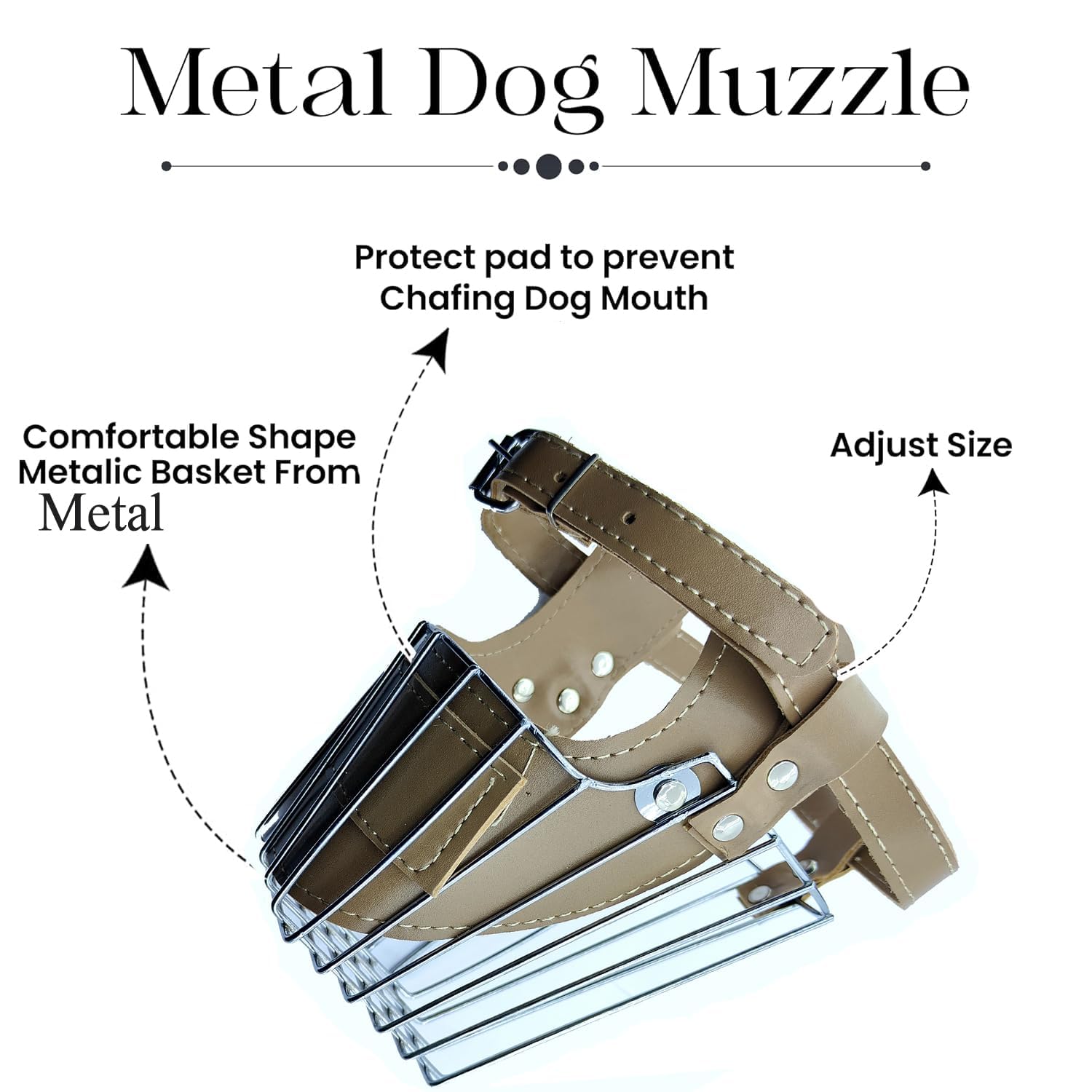 Pups&Pets Dog Metal Wire Mouth Cover | Safety Lightweight mask with Adjustable Strap | Durable Anti-bite Muzzle for Pets and Dogs (Small) 4