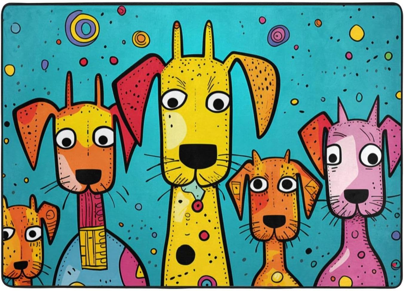 Spotted Dog Printed Flannel Floor mat 80x58 inches for Bedroom, Living Room, Study Room Decorative Carpet