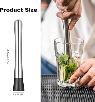 Cocktail Muddler, 2pcs Ice Crusher Bar Muddler, Stainless Steel Stirrers