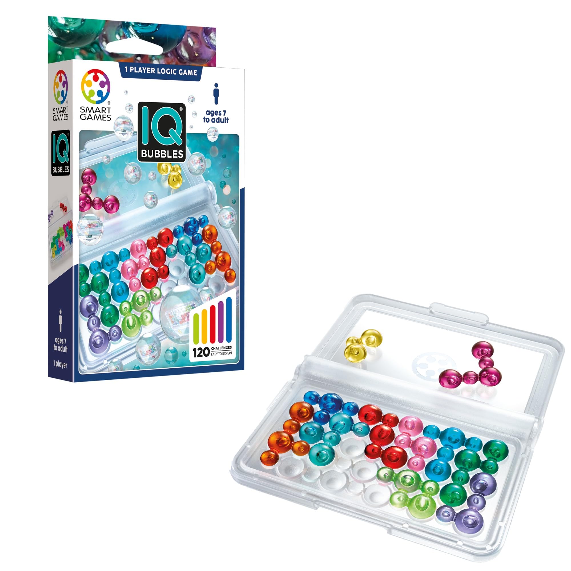 SmartGames - IQ Bubbles, Puzzle Game with 120 Challenges, Ages 7+