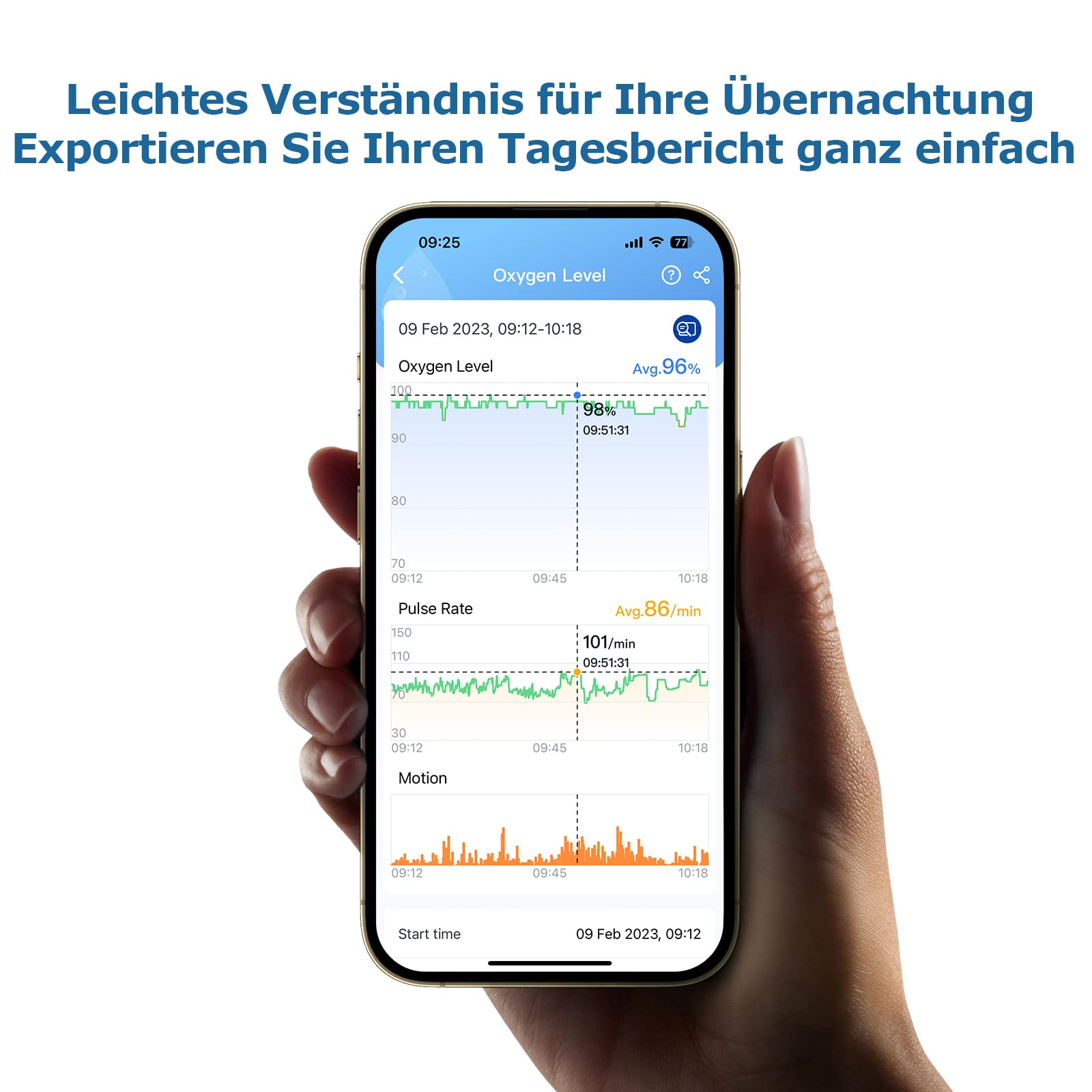 O2 Ring Pulsoximeter für kontinuierliche Überwachung, Schlafoximeter Fingertip mit Alarm, Bluetooth Sauerstoff Oxymetergerät für O2 sauerstoffsättigung und Herzfrequenz, APP und Berichte