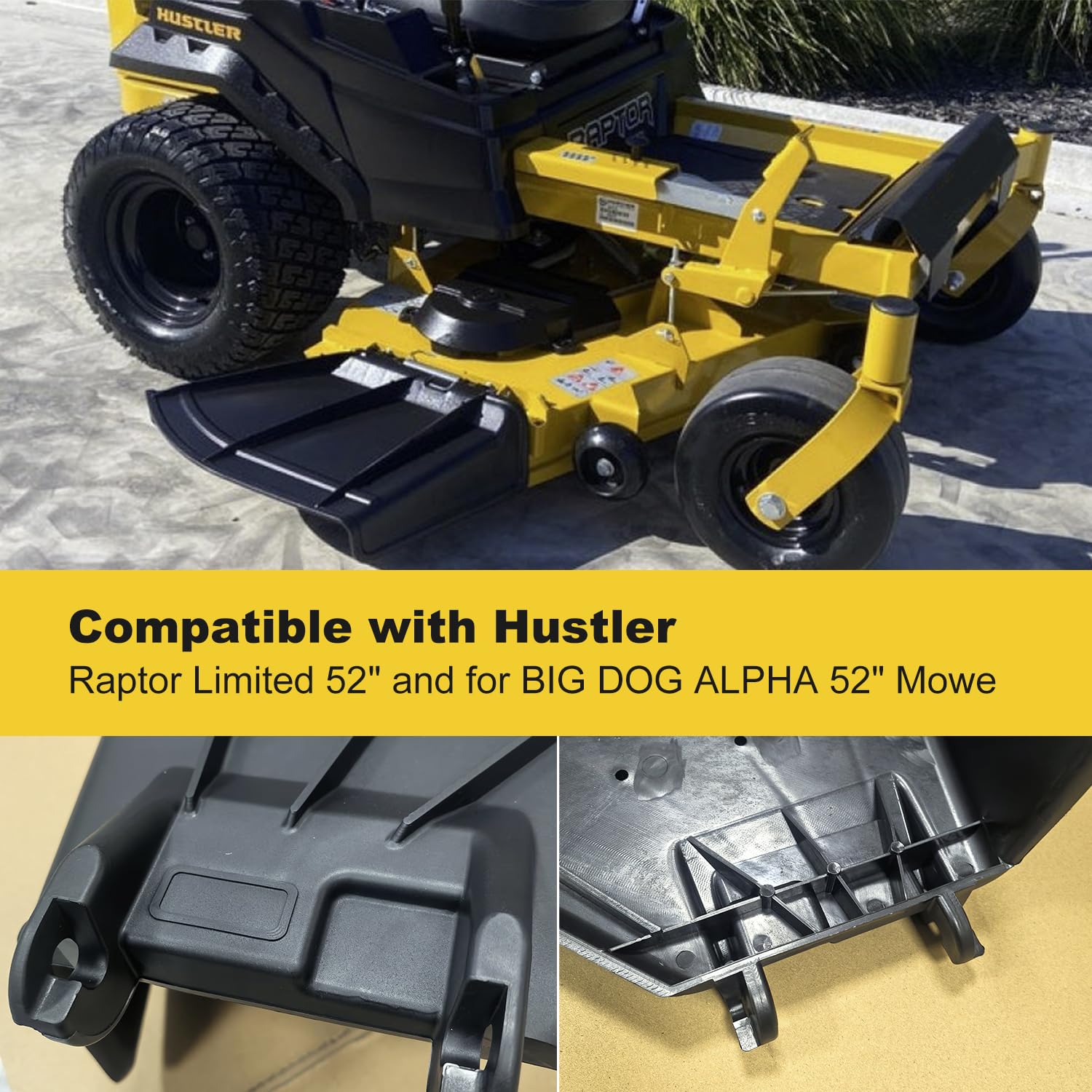 606930 - Canaleta deflectora de descarga, compatible con cortacéspedes Hustler Raptor SD de 54 pulgadas/60 pulgadas y Big Dog Alpha MP