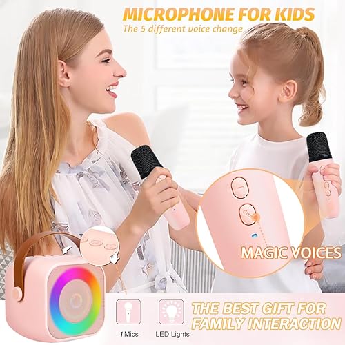 Miniatura 4 de Mini máquina de karaoke para niños, altavoz Bluetooth portátil con micrófono inalámbrico para niños pequeños, regalos para niñas, cumpleaños,